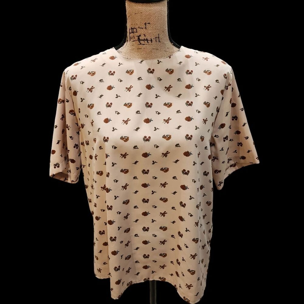 Truffles Vintage Floral Blouse Womens SZ Medium Earthy Boho Cottagecore Peasant‎